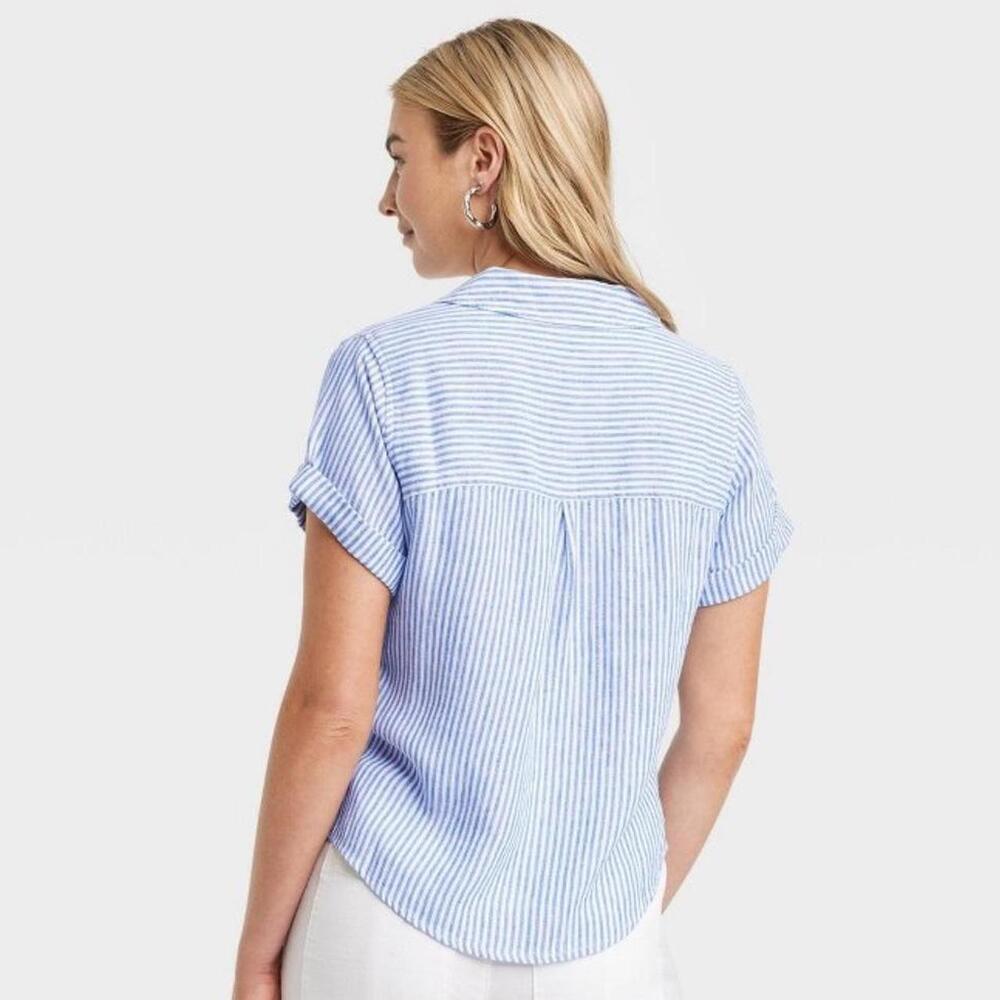 Universal Thread Striped Button-Down Cropped Shir… - image 2